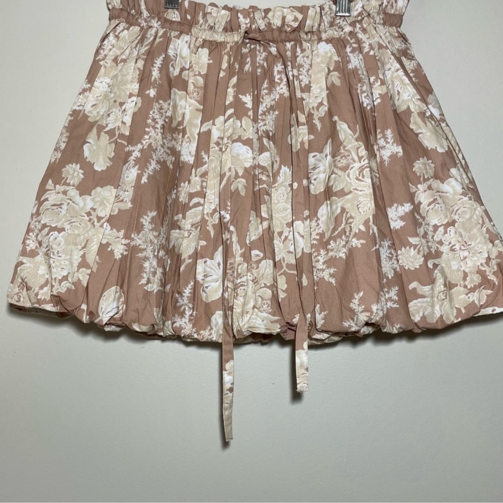 LoveShackFancy Cream Floral Mini Skirt (Dusty Pink Base) - Picture 3 of 8